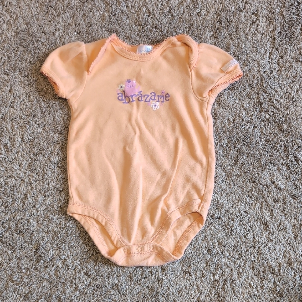 Small Wonders Orange Bodysuit with Short Sleeves and Snap Closures